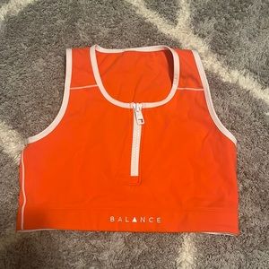 Balance Athletica Longline Zip-up bra in Orange